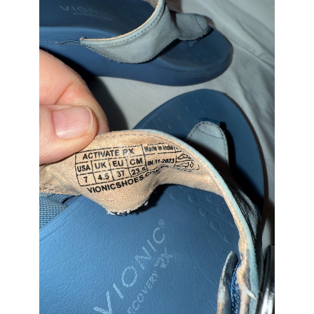 Vionic Activate Rx Women's Toe Post US 7 Blue Suede Ankle Strap Slip On Sandals - Picture 5 of 6